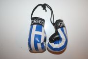 GREECE COUNTRY FLAG PAIR OF MINIATURE BOXING GLOVES .. HELLAS .. NEW