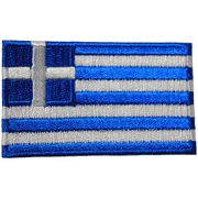 GREECE COUNTRY FLAG SMALL IRON ON PATCH CREST BADGE .. HELLAS .. NEW