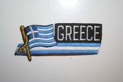 GREECE COUNTRY FLAG WORD IRON ON PATCH CREST BADGE .  NEW