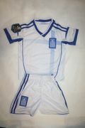 GREECE HELLAS CHILDS WHITE EURO CUP 2012 SOCCER FOOTBALL JERSEY KIT WITH SHORTS .. NEW