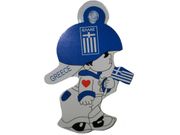 GREECE HELLAS COUNTRY FLAG HANGING LITTLE BOY DECAL WITH SUCTION CUP .. FIFA SOCCER WORLD CUP .. NEW