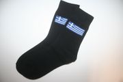 GREECE HELLAS COUNTRY FLAG PAIR OF BLACK HIGH QUALITY DRESS SOCKS .. 2 SIZES AVAILABLE ... MEN'S & WOMEN'S .. NEW IN PACKAGE 
