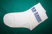 ***SOLD OUT***GREECE HELLAS COUNTRY FLAG PAIR OF WHITE HIGH QUALITY DRESS SOCKS .. 2 SIZES AVAILABLE .. MEN'S & WOMEN'S .. NEW IN PACKAGE 
