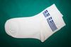 ***SOLD OUT***GREECE HELLAS COUNTRY FLAG PAIR OF WHITE HIGH QUALITY DRESS SOCKS .. 2 SIZES AVAILABLE .. MEN'S & WOMEN'S .. NEW IN PACKAGE 
