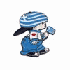 GREECE HELLAS LITTLE BOY COUNTRY FLAG IRON ON EMBROIDERED PATCH CREST BADGE .. NEW