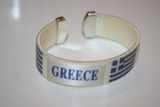 GREECE WHITE SUPER THICK COUNTRY FLAG FLEXIBLE BRACELET WRISTBAND .. NEW