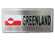 GREENLAND COUNTRY FLAG SMALL METAL LICENSE PLATE DECAL STICKER EMBLEM .. NEW