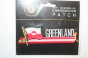 GREENLAND COUNTRY FLAG WORD IRON ON PATCH CREST BADGE . NEW