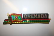 GRENADA COUNTRY FLAG LONG METALIC CAR AUTOMOBILE BUMPER STICKER DECAL EMBLEM .. NEW