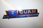 GUAM COUNTRY FLAG LONG METALIC CAR AUTOMOBILE BUMPER STICKER DECAL EMBLEM .. NEW