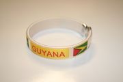 GUYANA COUNTRY FLAG WHITE FLEXIBLE METAL NYLON BRACELET .. NEW