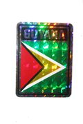 GUYANA SQUARE COUNTRY FLAG METALLIC BUMPER STICKER DECAL .. SIZE 3" X 4" INCHES .. NEW