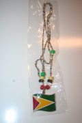 GUYANA X-LARGE COUNTRY FLAG METAL NECKLACE JEWELRY .. NEW