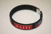 HAITI BLACK COUNTRY FLAG  FLEXIBLE METAL NYLON BRACELET ... NEW