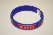 HAITI BLUE COUNTRY FLAG FLEXIBLE METAL NYLON BRACELET ... NEW