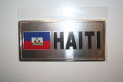 HAITI COUNTRY FLAG SMALL METAL LICENSE PLATE STICKER DECAL  EMBLEM .. NEW