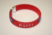 HAITI RED COUNTRY FLAG FLEXIBLE METAL NYLON BRACELET ... NEW