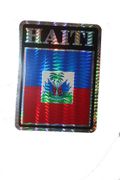 HAITI SQUARE COUNTRY FLAG METALLIC BUMPER STICKER DECAL .. SIZE 3" X 4" INCHES .. NEW