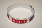 HAITI WHITE COUNTRY FLAG FLEXIBLE METAL NYLON BRACELET ... NEW