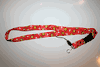 HAPPY SMILEY FACE STARS RED LANYARD KEYCHAIN PASSHOLDER .. NEW
