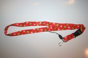 HAPPY SMILEY FACE STARS RED LANYARD KEYCHAIN PASSHOLDER .. NEW