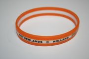HOLLAND NETHERLANDS ORANGE & WHITE LAYERED SILICONE BRACELET ... FIFA WORLD CUP SOCCER FOOTBALL ... NEW