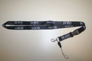 HUGO BOSS DESIGNER BLACK HIGH QUALITY LANYARD KEYCHAIN PASSHOLDER ... NEW