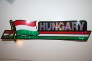 HUNGARY COUNTRY FLAG LONG METALIC CAR AUTOMOBILE BUMPER STICKER DECAL EMBLEM .. NEW
