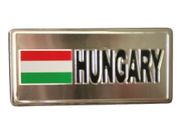 HUNGARY COUNTRY FLAG SMALL METAL LICENSE PLATE DECAL STICKER EMBLEM .. NEW