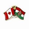 HUNGARY WITH CREST / CANADA COUNTRY FLAG SMALL METAL FRIENDSHIP LAPEL PIN BADGE .. NEW