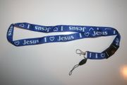 I LOVE JESUS BLUE LANYARD KEYCHAIN PASSHOLDER .. NEW