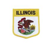 ILLINOIS USA SHIELD FLAG IRON ON PATCH CREST BADGE 3 X 3 1/2 INCHES ... NEW