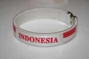 INDONESIA WHITE COUNTRY FLAG FLEXIBLE METAL NYLON BRACELET ... NEW