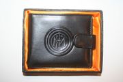 INTER MILAN FOOTBALL CLUB BLACK LEATHER WALLET ... SOCCER .. NEW