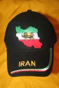 IRAN PERSIAN COUNTRY FLAG SHAPED BLACK EMBROIDERED HAT CAP .. NEW