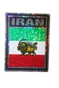 IRAN WITH OLD PERSIAN LION SQUARE COUNTRY FLAG METALLIC BUMPER STICKER DECAL .. SIZE 3" X 4" INCHES .. NEW