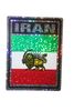 IRAN WITH OLD PERSIAN LION SQUARE COUNTRY FLAG METALLIC BUMPER STICKER DECAL .. SIZE 3" X 4" INCHES .. NEW