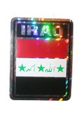 IRAQ SQUARE COUNTRY FLAG METALLIC BUMPER STICKER DECAL .. SIZE 3" X 4" INCHES .. NEW