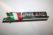 IRELAND COUNTRY FLAG LONG METALIC CAR AUTOMOBILE BUMPER STICKER .. IRISH .. NEW