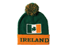 IRELAND COUNTRY FLAG WITH SHAMROCK FLOWER TOQUE HAT WITH POM POM