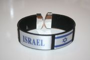 ISRAEL BLACK SUPER THICK COUNTRY FLAG FLEXIBLE BRACELET WRISTBAND .. NEW