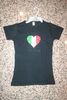 ITALIA BLACK WOMEN'S LADIES T-SHIRT TOP WITH HEART SHAPE COUNTRY FLAG .. SIZE SMALL MEDIUM ONLY .. NEW