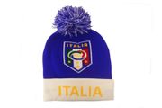 ITALIA ITALY BLUE WHITE FIGC LOGO FIFA SOCCER WORLD CUP TOQUE HAT WITH POM POM