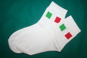 ITALIA ITALY COUNTRY FLAG PAIR OF WHITE HIGH QUALITY DRESS SOCKS .. 2 SIZES AVAILABLE ... MEN'S & WOMEN'S .. NEW IN PACKAGE