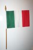 ITALIA NATIONAL COUNTRY FLAG 4" X 6" SMALL STICK FLAG ON 10" POLE .. ITALY .. NEW