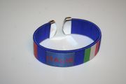 ITALY BLUE COUNTRY FLAG FLEXIBLE METAL SUPER THICK  BRACELET .. ITALIA  NEW