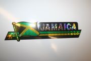 JAMAICA COUNTRY FLAG LONG METALIC CAR AUTOMOBILE BUMPER STICKER DECAL EMBLEM .. NEW