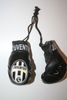 JUVENTUS FOOTBALL SOCCER CLUB SET OF 2 BOXING GLOVES FOR YOUR CAR MIRROR .. NEW