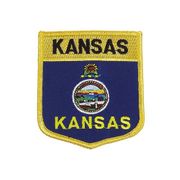 KANSAS USA SHIELD FLAG IRON ON PATCH CREST BADGE 3 X 3 1/2 INCHES ... NEW