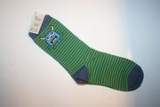 KIDS CHILDS YOUTHS STRIPED SOCKS WITH BLUE  MONSTER AT THE TOP .. SIZE 13-3 ... 8-10 YEARS OLD .. NEW